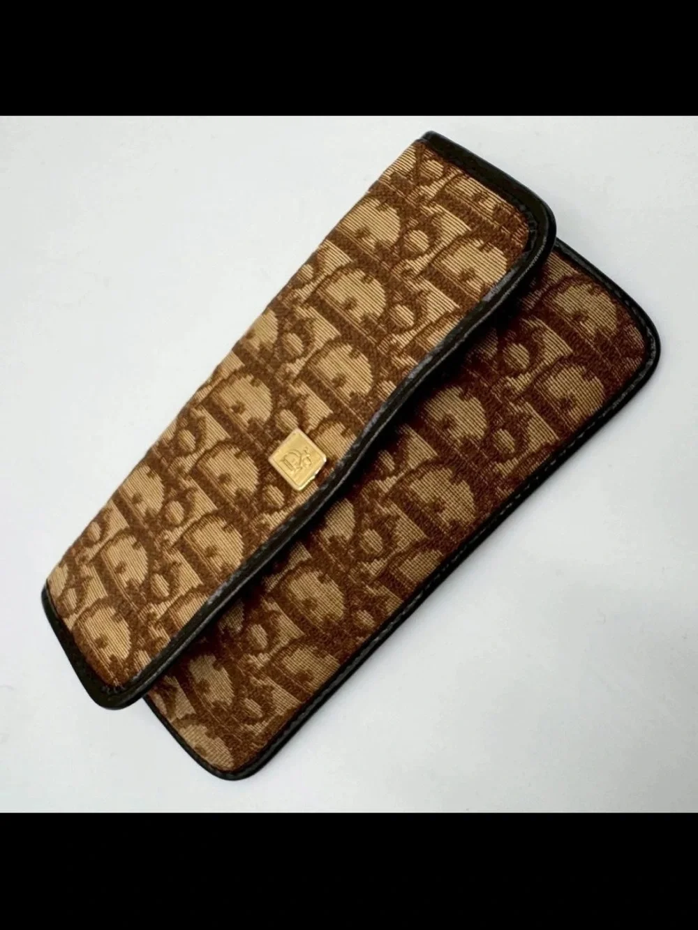 Dior Brown Monogram Jacquard wallet with Gold Accent